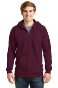Hanes Ultimate Cotton - Full-Zip Hooded Sweatshirt. F283-Sweatshirts/Fleece-Maroon-3XL-JadeMoghul Inc.