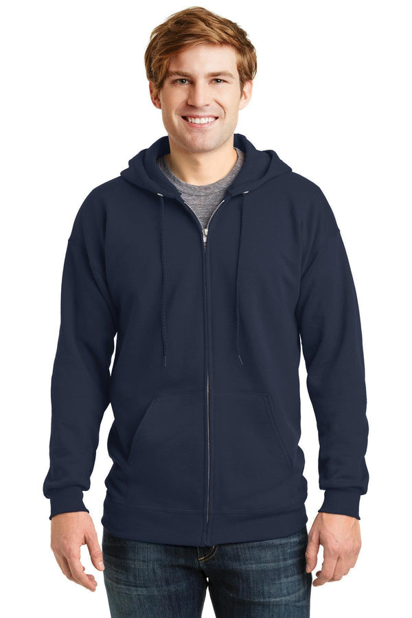 Hanes Ultimate Cotton - Full-Zip Hooded Sweatshirt. F283-Sweatshirts/Fleece-Navy-2XL-JadeMoghul Inc.