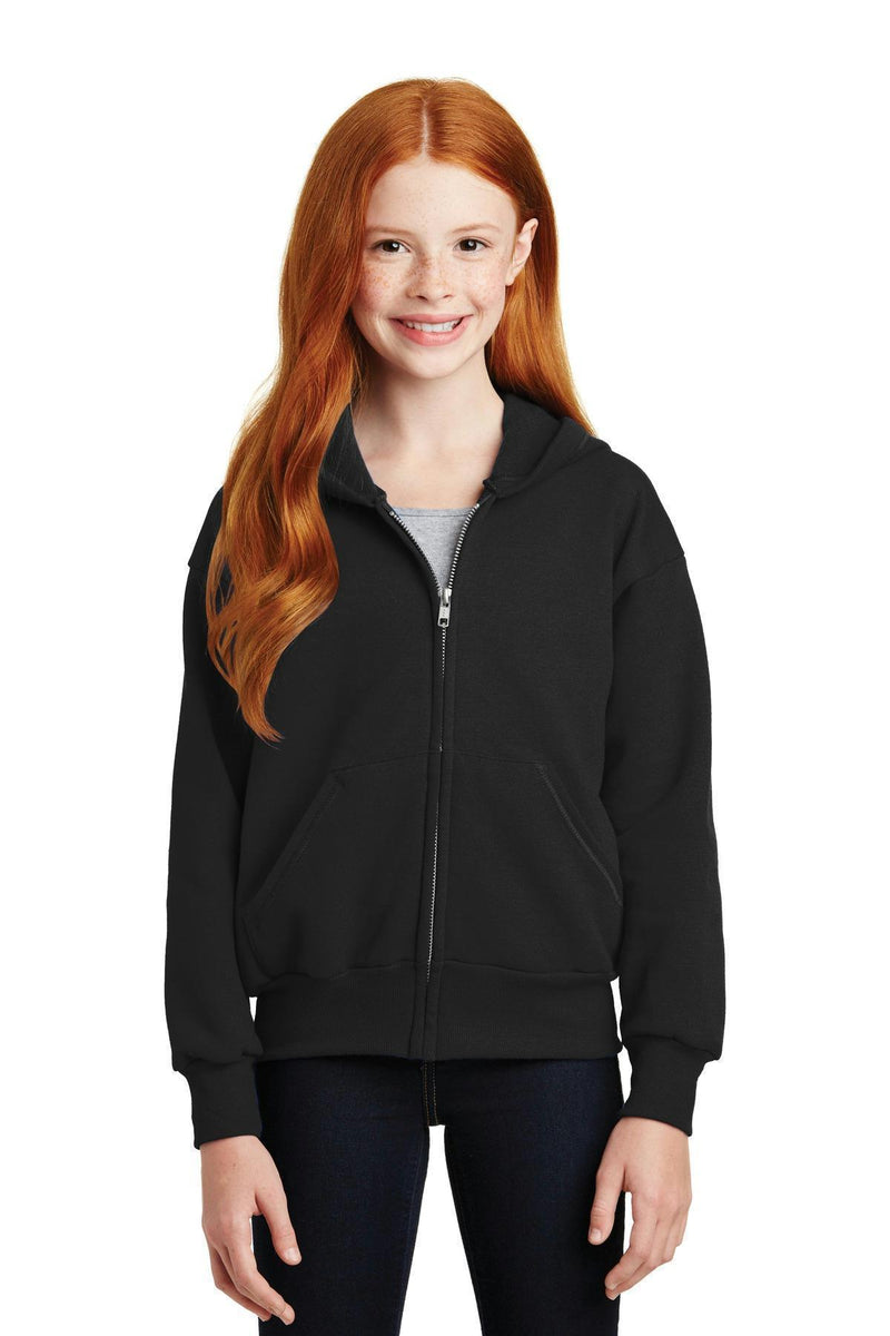 Hanes - Youth EcoSmart Full-Zip Hooded Sweatshirt. P480-Youth-Black-XL-JadeMoghul Inc.