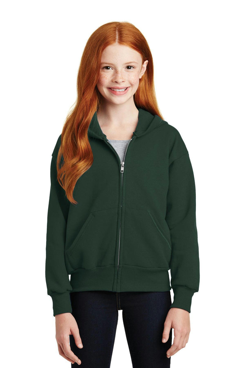 Hanes - Youth EcoSmart Full-Zip Hooded Sweatshirt. P480-Youth-Deep Forest-XL-JadeMoghul Inc.