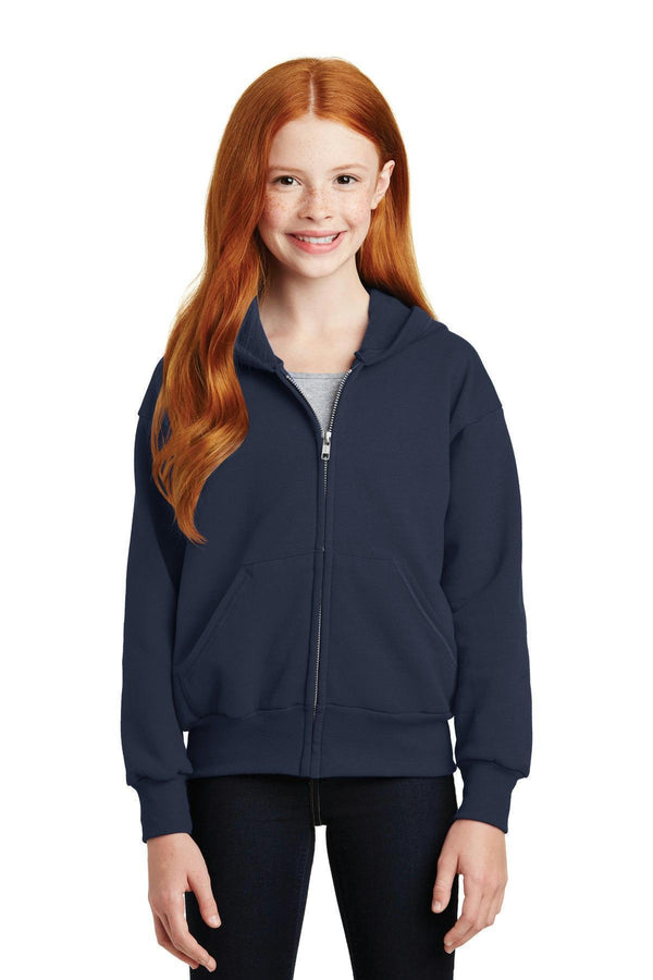 Hanes - Youth EcoSmart Full-Zip Hooded Sweatshirt. P480-Youth-Navy-XL-JadeMoghul Inc.