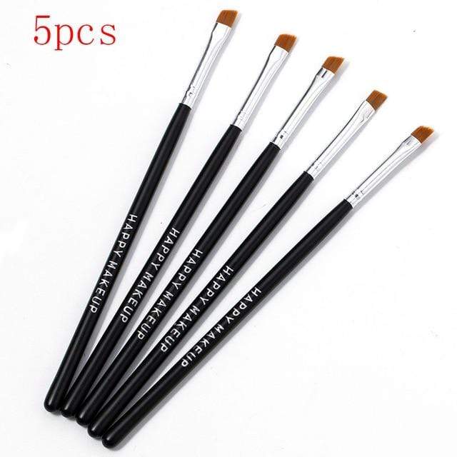 Happy Makeup 5Pcs Black Eyebrow Inclined Flat Angled Brush Eyeliner Eyeshadow Eye Brow Makeup Tool Professional Women Cosmetic AExp