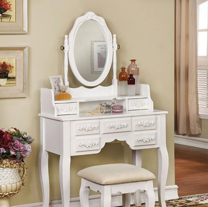 HARRIET Traditional Vanity, White-Bedroom & Makeup Vanities-White-Solid Wood & Others-JadeMoghul Inc.