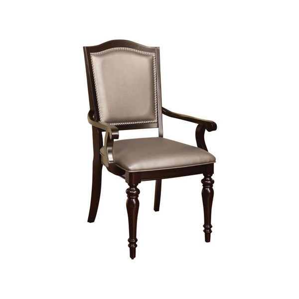 Harrington Transitional Arm Chair With Pvc, Dark Walnut, Set Of 2-Armchairs and Accent Chairs-Dark Walnut-Leatherette Solid Wood Wood Veneer & Others-JadeMoghul Inc.