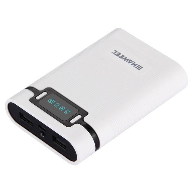 HAWEEL DIY 4x 18650 Battery Portable 10000mAh Power Bank Shell Box 2 USB Output & Display for iPhone / Galaxy Without Battery-White-China-JadeMoghul Inc.