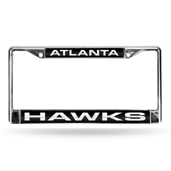 Subaru License Plate Frame Hawks Laser Chrome Frame Black Background With White Letters
