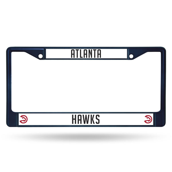 Car License Plate Frame Hawks Navy Colored Chrome Frame