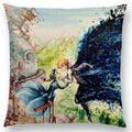 Hayao Miyazaki Works Watercolor Totoro Howl's Moving Castle Spirited Away Castle In The Sky Cushion Sofa Throw Pillow-a016604-45x45cm No Filling-JadeMoghul Inc.