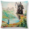 Hayao Miyazaki Works Watercolor Totoro Howl's Moving Castle Spirited Away Castle In The Sky Cushion Sofa Throw Pillow-a016605-45x45cm No Filling-JadeMoghul Inc.