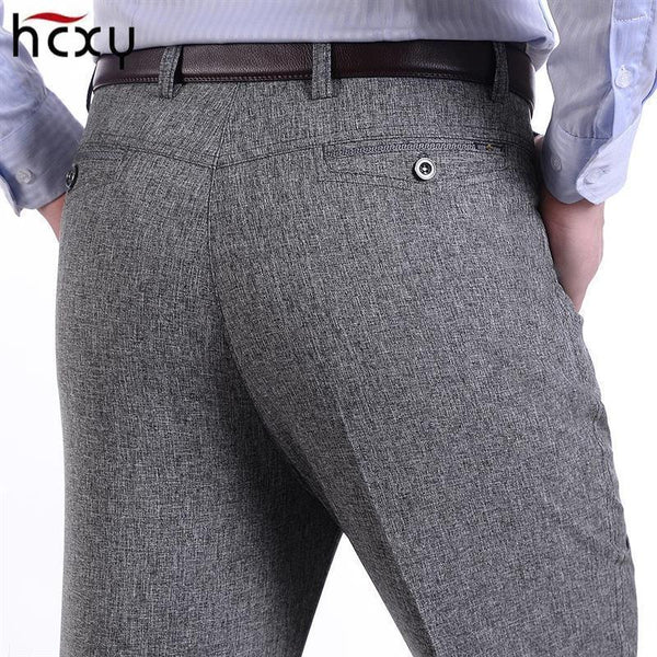 HCXY2018 men's summer thin section soft and comfortable casual pants men business trousers male large size 30-40-Black ash-30-JadeMoghul Inc.