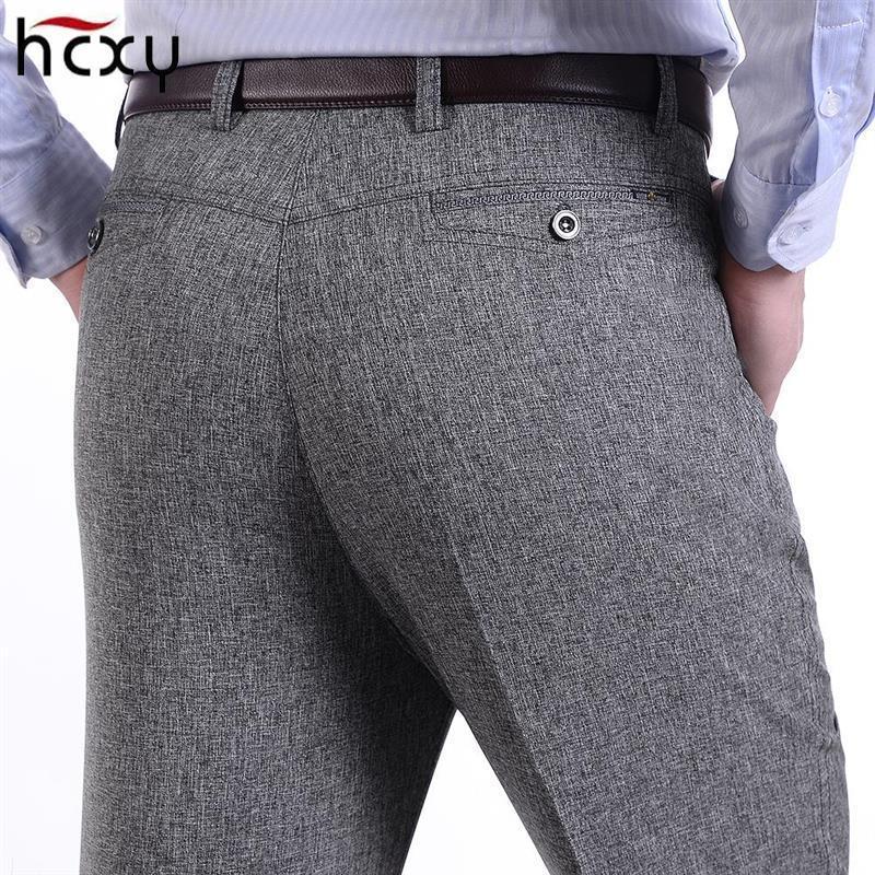 HCXY2018 men's summer thin section soft and comfortable casual pants men business trousers male large size 30-40-Black ash-30-JadeMoghul Inc.