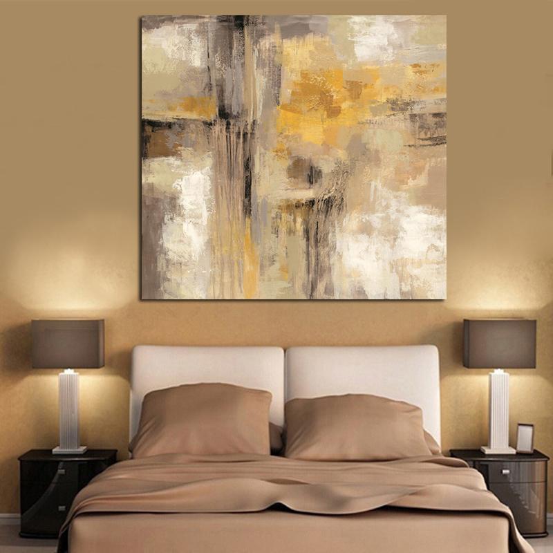 HD Print Yellow Gray Abstract Oil painting on Canvas Professional Art Poster Wall Picture for Living Room Sofa Home Decoration-30x30cm unframed-PC1363-JadeMoghul Inc.