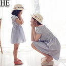 HE Hello Enjoy mother daughter dresses 2017 Family Matching Outfits striped dress family clothing mother and daughter clothes-Sky Blue-3T-JadeMoghul Inc.