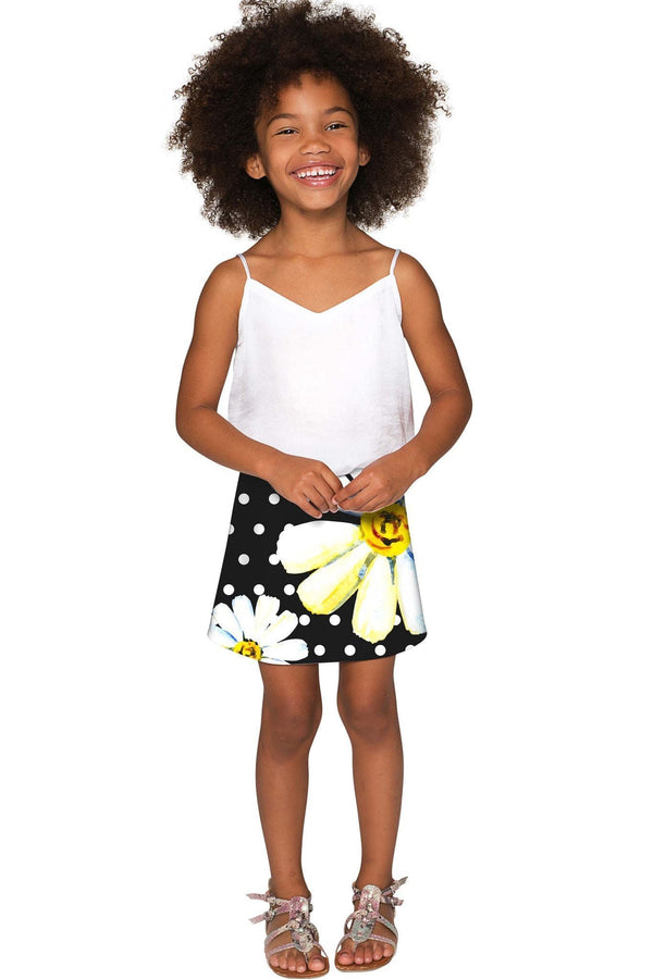 He Loves Me Aria Black Daisy Flower A-Line Skirt - Girls-He Loves Me-6-Black/White-JadeMoghul Inc.