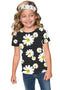 He Loves Me Zoe Black Daisy Floral Print Cute T-Shirt - Girls-He Loves Me-18M/2-Black/White-JadeMoghul Inc.