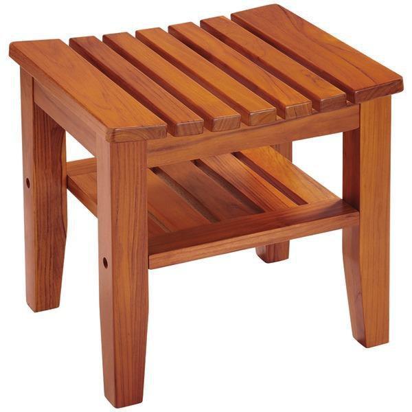 Health Care Solid-Teak Spa Bench with Shelf Petra Industries