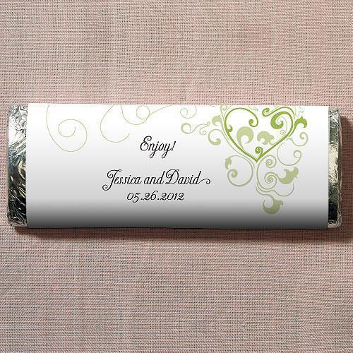 Heart Filigree Nut Free Gourmet Milk Chocolate Bar Grass Green (Pack of 1)-Wedding Candy Buffet Accessories-Periwinkle-JadeMoghul Inc.