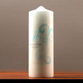 Heart Filigree Personalized Pillar Candles White Grass Green (Pack of 1)-Wedding Ceremony Accessories-Daiquiri Green-JadeMoghul Inc.