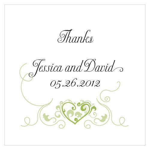 Heart Filigree Square Tag Grass Green (Pack of 1)-Wedding Favor Stationery-Pecan Brown-JadeMoghul Inc.