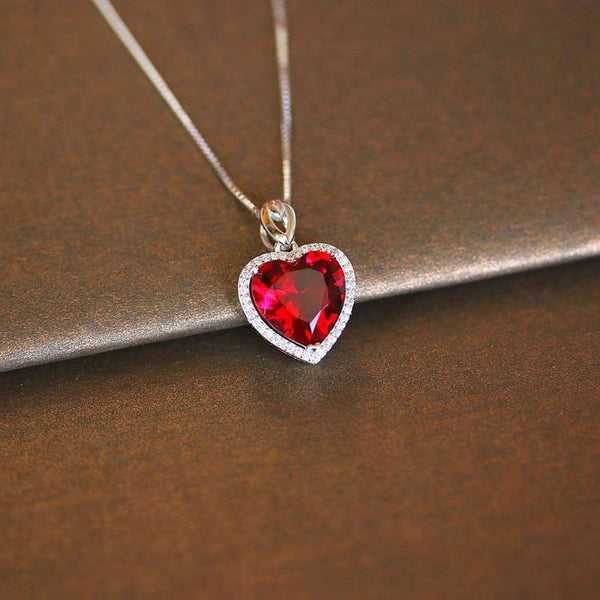 Heart Ruby Vintage Pendants S925 Sterling Silver Necklace Fine Jewelry Bridal Wedding Engagement Bijouterie No Chain-CCN170a-JadeMoghul Inc.
