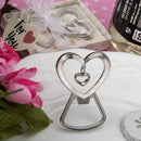 Heart shaped silver metal bottle opener with dangling heart design-Personalized Coasters-JadeMoghul Inc.
