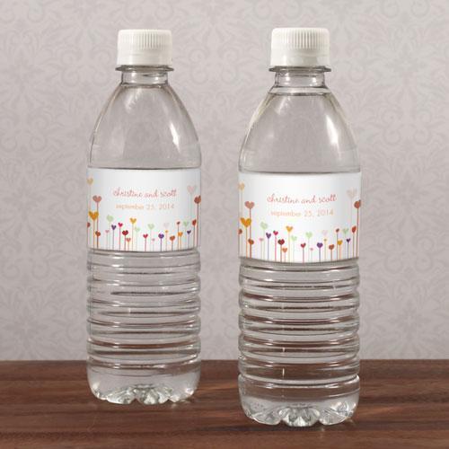 Hearts Water Bottle Label Cool (Pack of 1)-Wedding Ceremony Stationery-Grass Green-JadeMoghul Inc.