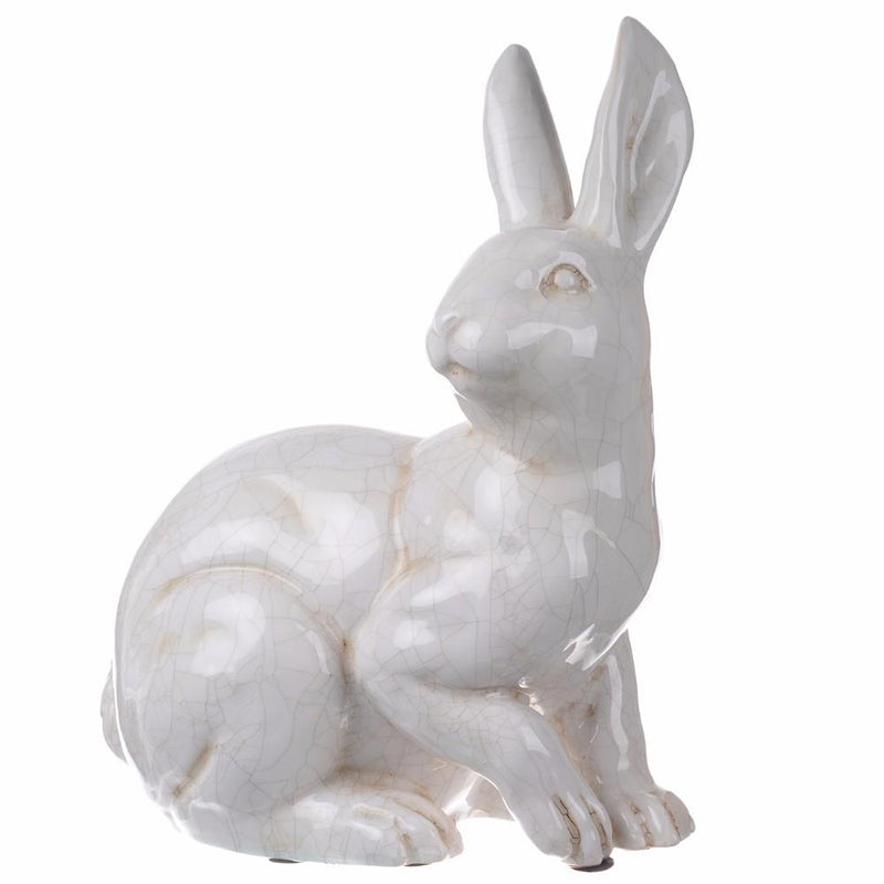 Hector Long-Eared Rabbit Statuette-Decorative Objects and Figurines-Glossy White-CERAMIC-JadeMoghul Inc.
