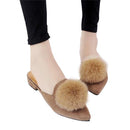 HEE GRAND Woman Mules Spring and Autumn Pumps Flock Vamp Shoes with Wool Balls Women's Shoes XWD6097-brown-6-JadeMoghul Inc.