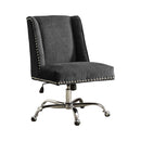 Height Adjustable Swivel Office Chair with Metal Base, Gray and Silver-Office Chairs-Gray and Silver-Pine Wood, Rubber Wood, Fabric and Metal-JadeMoghul Inc.
