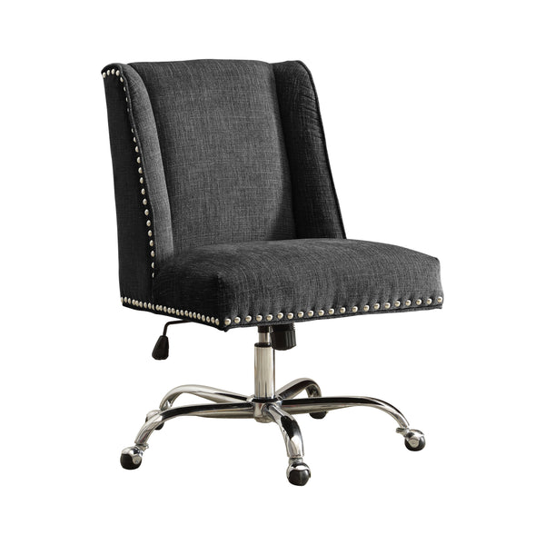 Height Adjustable Swivel Office Chair with Metal Base, Gray and Silver-Office Chairs-Gray and Silver-Pine Wood, Rubber Wood, Fabric and Metal-JadeMoghul Inc.