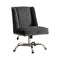 Height Adjustable Swivel Office Chair with Metal Base, Gray and Silver-Office Chairs-Gray and Silver-Pine Wood, Rubber Wood, Fabric and Metal-JadeMoghul Inc.