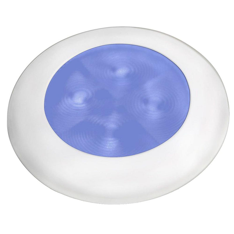 Hella Marine Slim Line LED 'Enhanced Brightness' Round Courtesy Lamp - Blue LED - White Plastic Bezel - 12V [980502241]-Interior / Courtesy Light-JadeMoghul Inc.