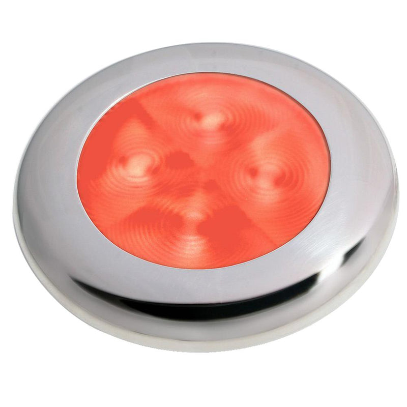 Hella Marine Slim Line LED 'Enhanced Brightness' Round Courtesy Lamp - Red LED - Stainless Steel Bezel - 12V [980507221]-Interior / Courtesy Light-JadeMoghul Inc.