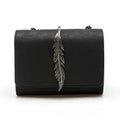 Herald Fashion Leaves Decorated Mini Flap Bag Suede PU Leather Small Women Shoulder Bag Chain Messenger Bag Autumn New Arrival-Black-China-17x5x12-JadeMoghul Inc.