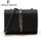 Herald Fashion Leaves Decorated Mini Flap Bag Suede PU Leather Small Women Shoulder Bag Chain Messenger Bag Autumn New Arrival-Black-China-17x5x12-JadeMoghul Inc.