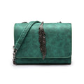Herald Fashion Leaves Decorated Mini Flap Bag Suede PU Leather Small Women Shoulder Bag Chain Messenger Bag Autumn New Arrival-Green-China-17x5x12-JadeMoghul Inc.