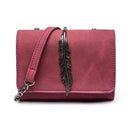Herald Fashion Leaves Decorated Mini Flap Bag Suede PU Leather Small Women Shoulder Bag Chain Messenger Bag Autumn New Arrival-Red-China-17x5x12-JadeMoghul Inc.