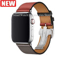 Herm Logo Leather Single Tour Deployment Buckle Watch Band for Apple Watch Series 6 5 4 3 2 144MM 40MM Strap for iWatch Bracelet JadeMoghul Inc. 