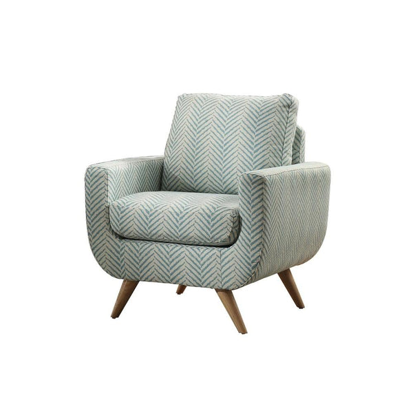 Herringbone Pattern Fabric Accent Chair, Teal Blue-Living Room Furniture-Blue-Fabric Wood-JadeMoghul Inc.
