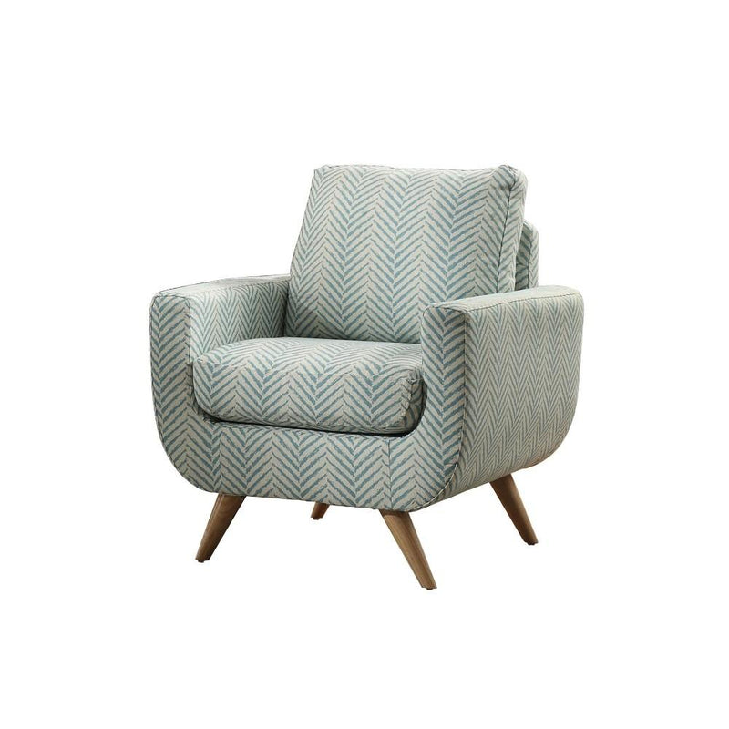 Herringbone Pattern Fabric Accent Chair, Teal Blue-Living Room Furniture-Blue-Fabric Wood-JadeMoghul Inc.