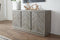 Herringbone Pattern Wooden Sideboard with Three Door Cabinets, Rustic Latte Gray-Cabinets and storage chests-Gray-Wood-JadeMoghul Inc.