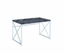 Herringbone Pattern Wooden Writing Desk with Metal Base, Gray and silver-Desks-Gray and Silver-Metal, MDF, Particle Board-JadeMoghul Inc.
