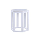 Hexagonal Shape Wooden End Table with Marble Top, Pack of Two, White-Side and End Tables-White-Marble Engineered Wood-JadeMoghul Inc.