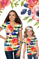 Hey-Sailor! Zoe Striped Floral Print Cute Designer Tee - Girls-Hey-Sailor!-18M/2-White/Navy/Pink-JadeMoghul Inc.