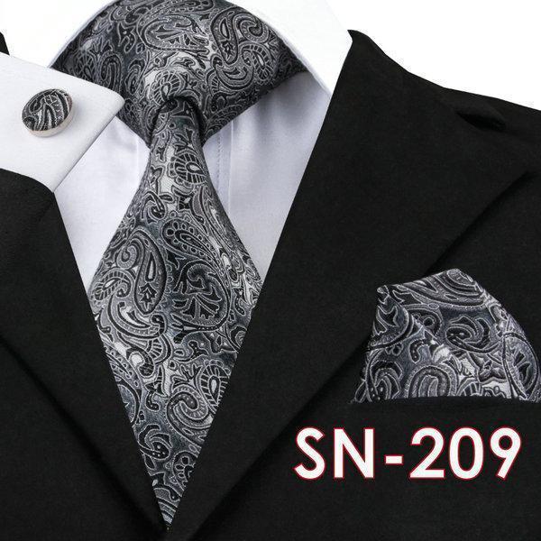 Hi-Tie Fashion 40 Styles Gravata Tie Hanky Cufflink Sets 100% Silk Neckties Ties for Mens Business Wedding Party Free Shipping-SN209-China-JadeMoghul Inc.
