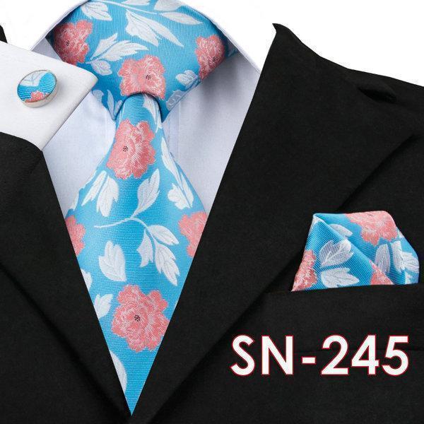 Hi-Tie Fashion 40 Styles Gravata Tie Hanky Cufflink Sets 100% Silk Neckties Ties for Mens Business Wedding Party Free Shipping-SN245-China-JadeMoghul Inc.