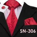 Hi-Tie Fashion 40 Styles Gravata Tie Hanky Cufflink Sets 100% Silk Neckties Ties for Mens Business Wedding Party Free Shipping-SN306-China-JadeMoghul Inc.