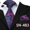 Hi-Tie Fashion 40 Styles Gravata Tie Hanky Cufflink Sets 100% Silk Neckties Ties for Mens Business Wedding Party Free Shipping-SN483-China-JadeMoghul Inc.