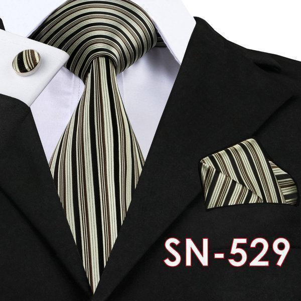 Hi-Tie Fashion 40 Styles Gravata Tie Hanky Cufflink Sets 100% Silk Neckties Ties for Mens Business Wedding Party Free Shipping-SN529-China-JadeMoghul Inc.