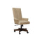 High Back Polyester Upholstered Wooden Swivel Chair with Adjustable Seat, Brown and Black-Office Chairs-Brown and Black-Wood-JadeMoghul Inc.